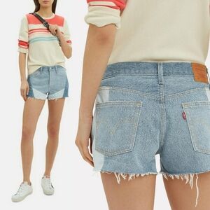 Levi's 501 High Rise Rigid Colorblock Jean Denim Cut Off Frayed Shorts sz 24